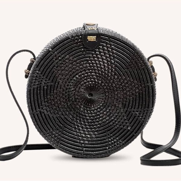 NWOT | Round Rattan Boho Bag — Black - Picture 1 of 11
